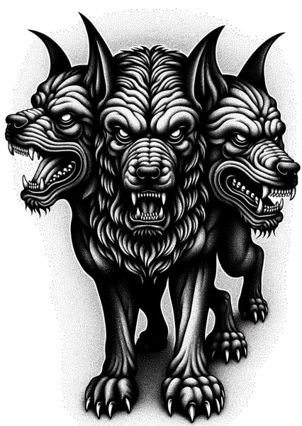 Cerberus, der dreiköpfige Wächter der Unterwelt – Sorry Mom! Ink