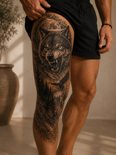 Wütender Wolf mit Adler und Wald 🌕🌲