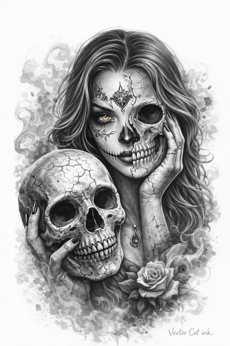 Dualität & Selbstannahme – Die Frau mit Schädel-Intuition, Würde, Klarheit