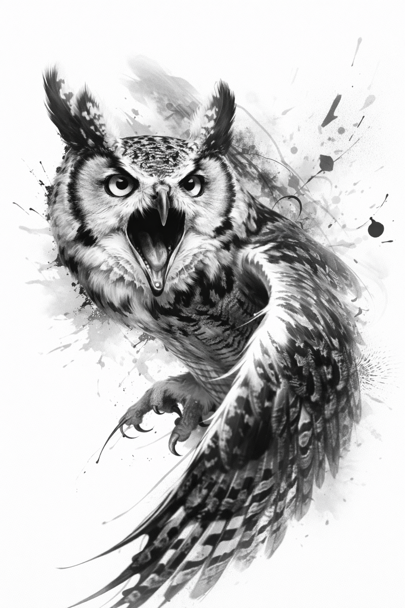 Eule im Splash-Stil 🦉🖤