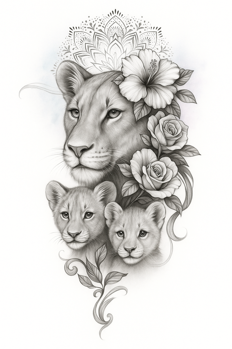 Lioness & Cubs Legacy – Löwinnen-Tattoo für bedingungslose Liebe