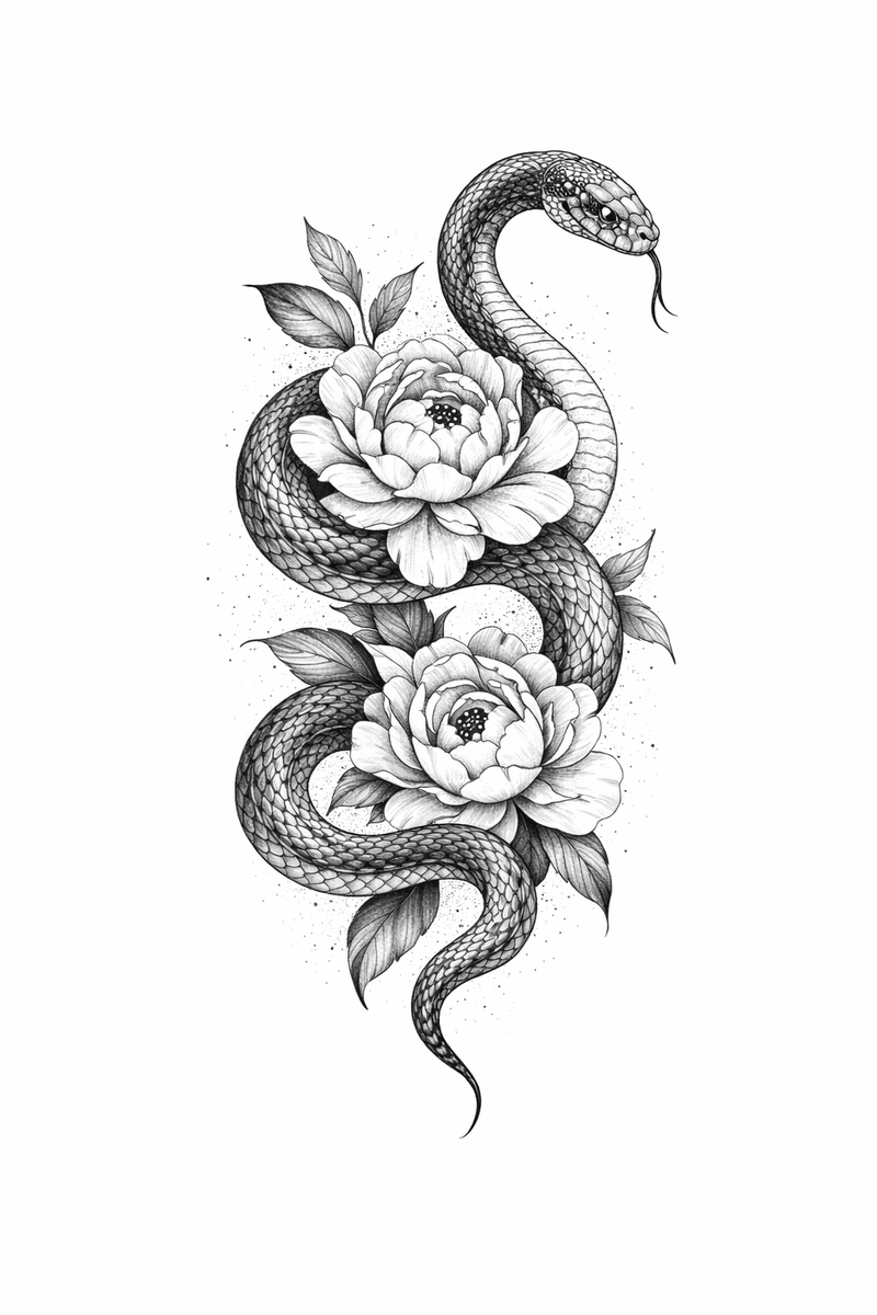 Schlange mit Blüten 🐍🌺