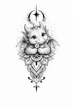 Süßer Babydrache mit Blume-Sanfte Magie
