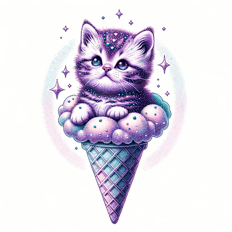 Katze in der Eiscreme mit Glitzer Effekt