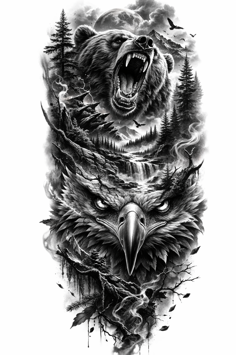 Bär und Adler in der Wildnis 🐻🦅⛰️