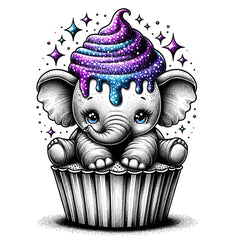 Cupcake Elefant mit Glitzer Effekt