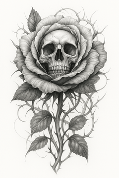 Florale Vergänglichkeit - Ein Tanz zwischen Leben und Tod – in feinster Linie.