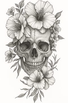 Florale Vergänglichkeit - Ein Tanz zwischen Leben und Tod – in feinster Linie.