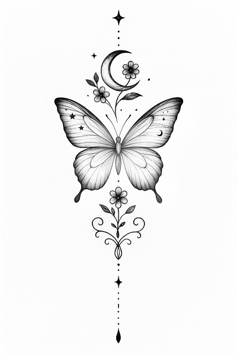 “Lunar Metamorphosis” – magischer Schmetterling mit Mondsymbolik