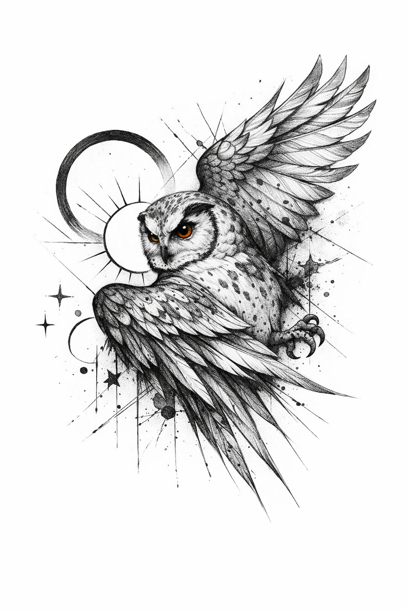 Fliegende Eule- drei uralte Kräfte