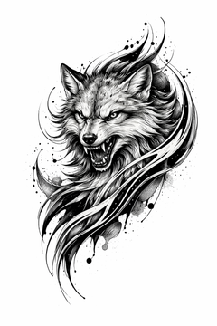 Wütender Wolf im ink Stil 🐺