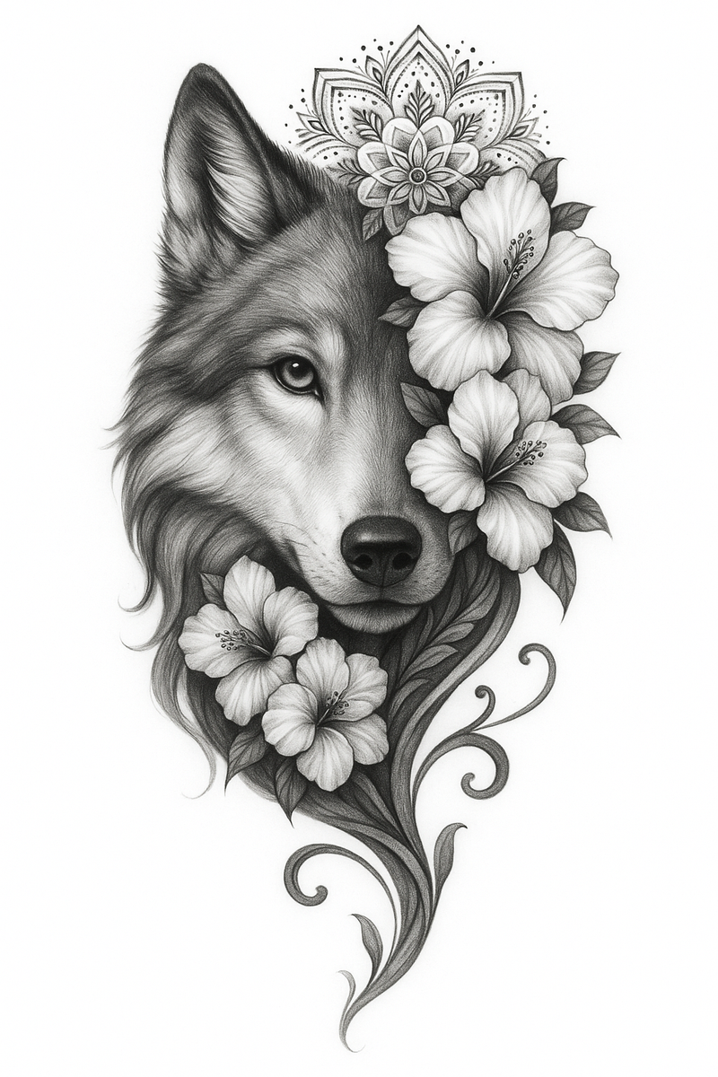 Wild Soul Bloom – Wolf Tattoo für deine wilde, weiche Seele