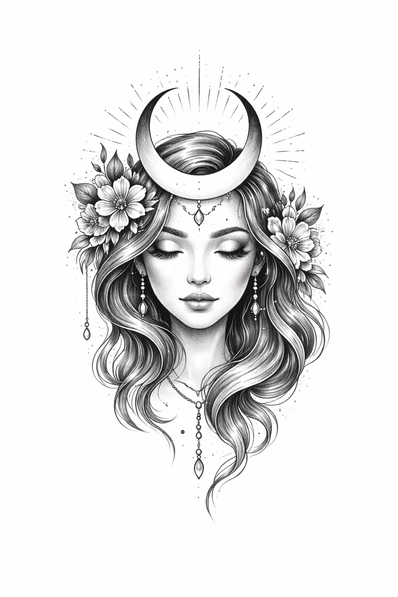 Mondfrau mit Blüten 🌙✨🌸