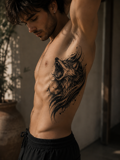 Wütender Wolf im ink Stil - Wehrhaftigkeit, Schutzinstinkt