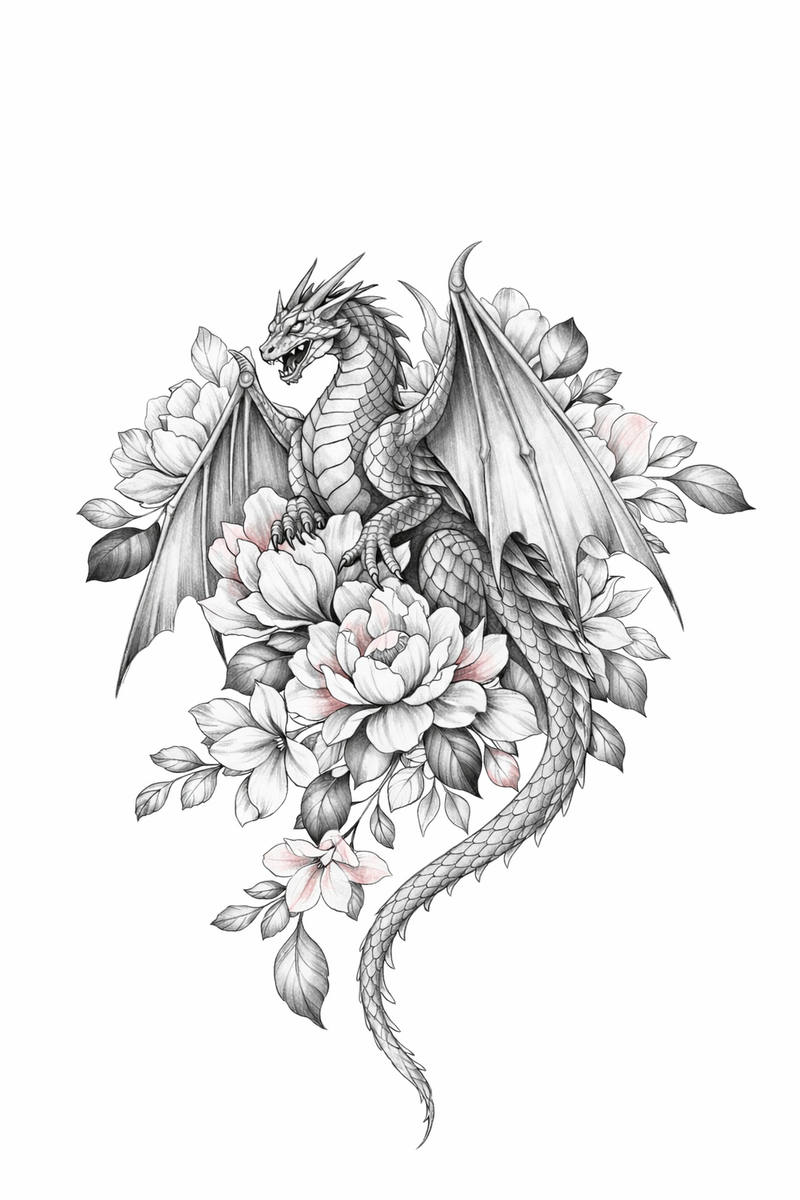 Drache mit Blüten 🐉🌸
