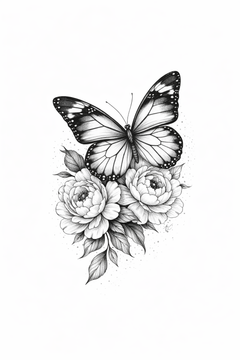 Schmetterling mit Blüten