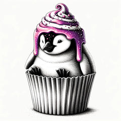 Cupcake Pinguin mit Glitzer Effekt