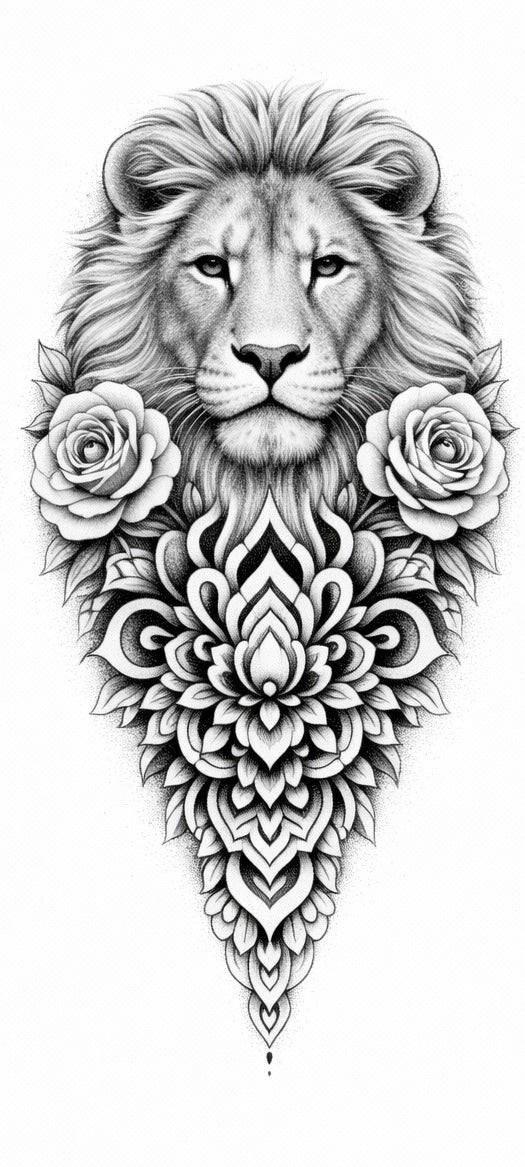 Löwe mit Rosen – Würde des Herzens