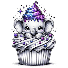 Cupcake Elefant mit Glitzer Effekt