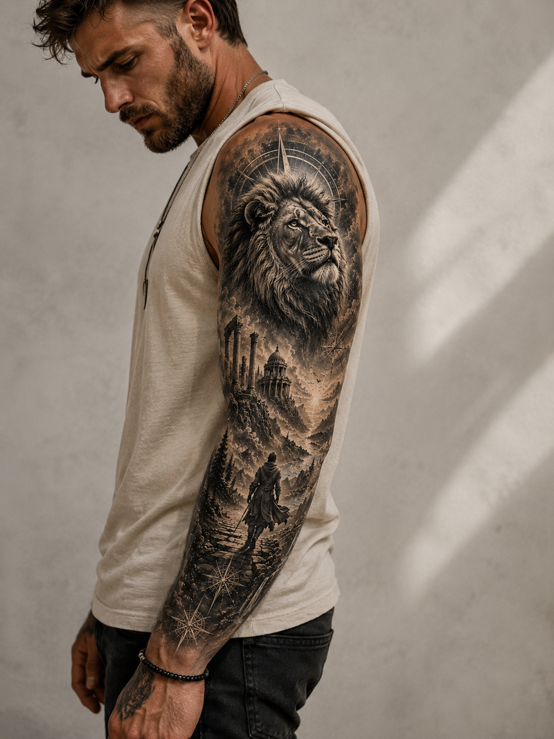 Löwe & Legenden — Stärke, Bestimmung & der eigene Weg — Full Sleeve