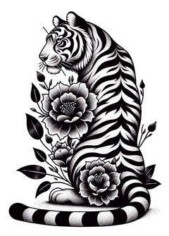 Tiger mit Blumen