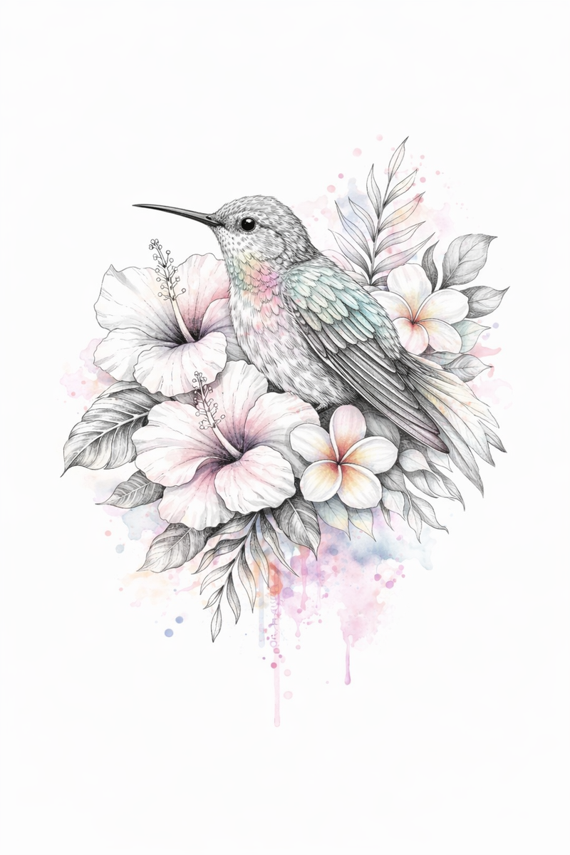 Kolibri mit Hibiskus 🌺🕊️