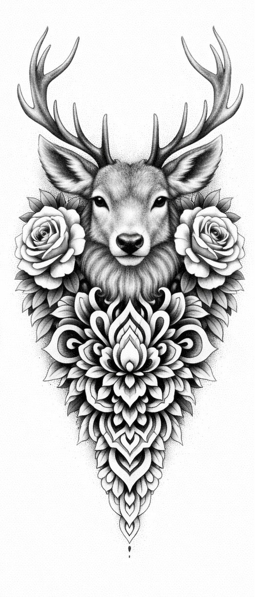 Hirsch mit Rosen – Sanfte Majestät