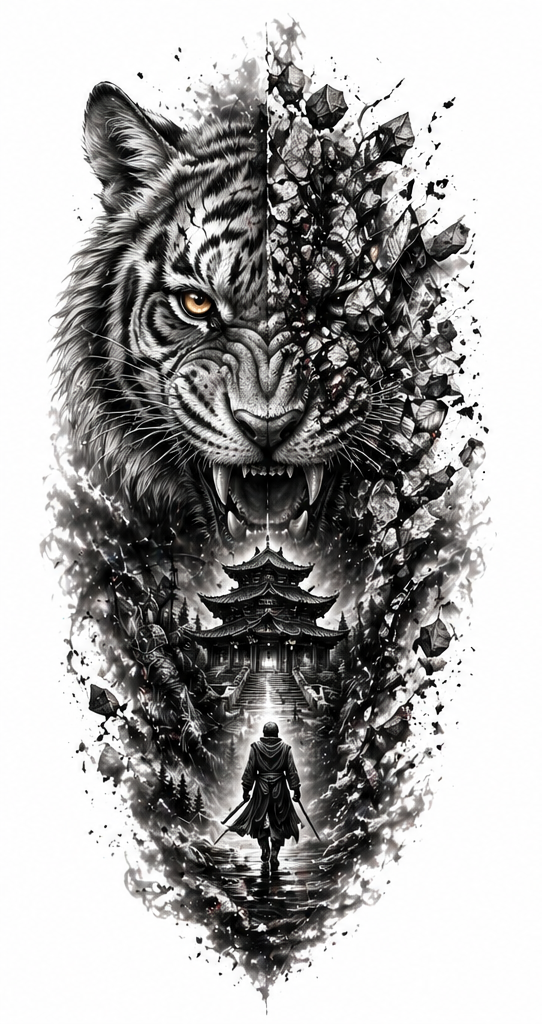 Tiger Tattoo „Control the Beast“ – Stärke, Fokus & innere Kontrolle