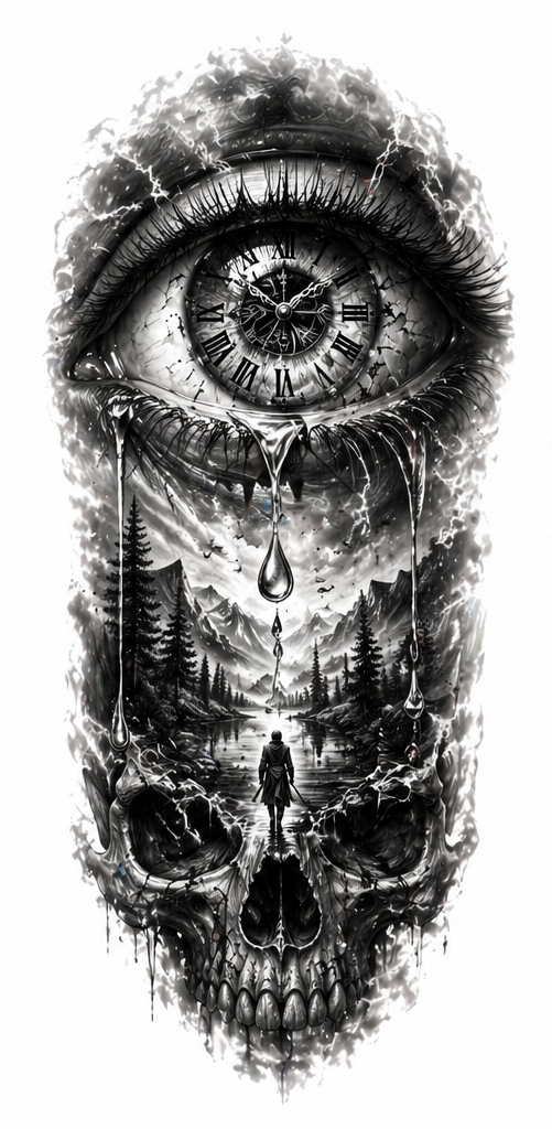 Auge Tattoo „Time is Watching“ – Zeit, Vergänglichkeit & Bewusstsein
