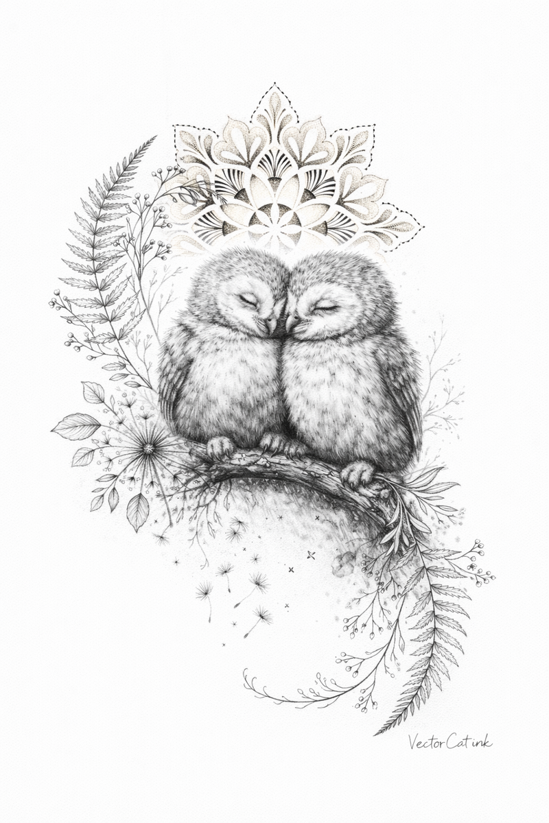 Eulenpaar – Liebe, Geborgenheit & Seelenruhe