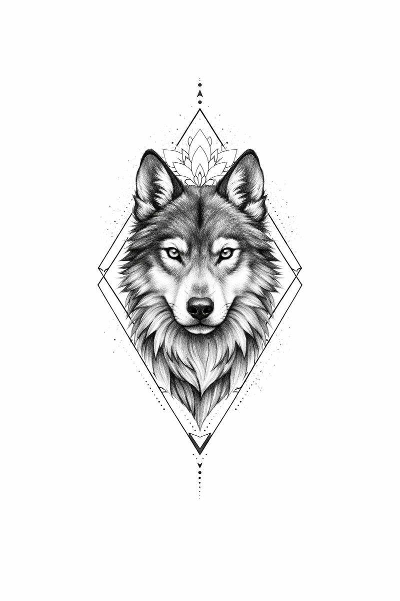 Geometrischer Wolf mit Lotus 🐺🔺🪷