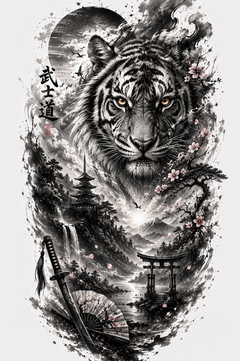 Tiger & Bushidō — Disziplin, Stärke & innere Ruhe — Full Sleeve