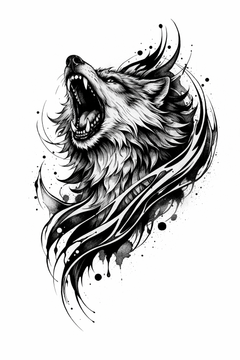 Wütender Wolf im ink Stil 🐺