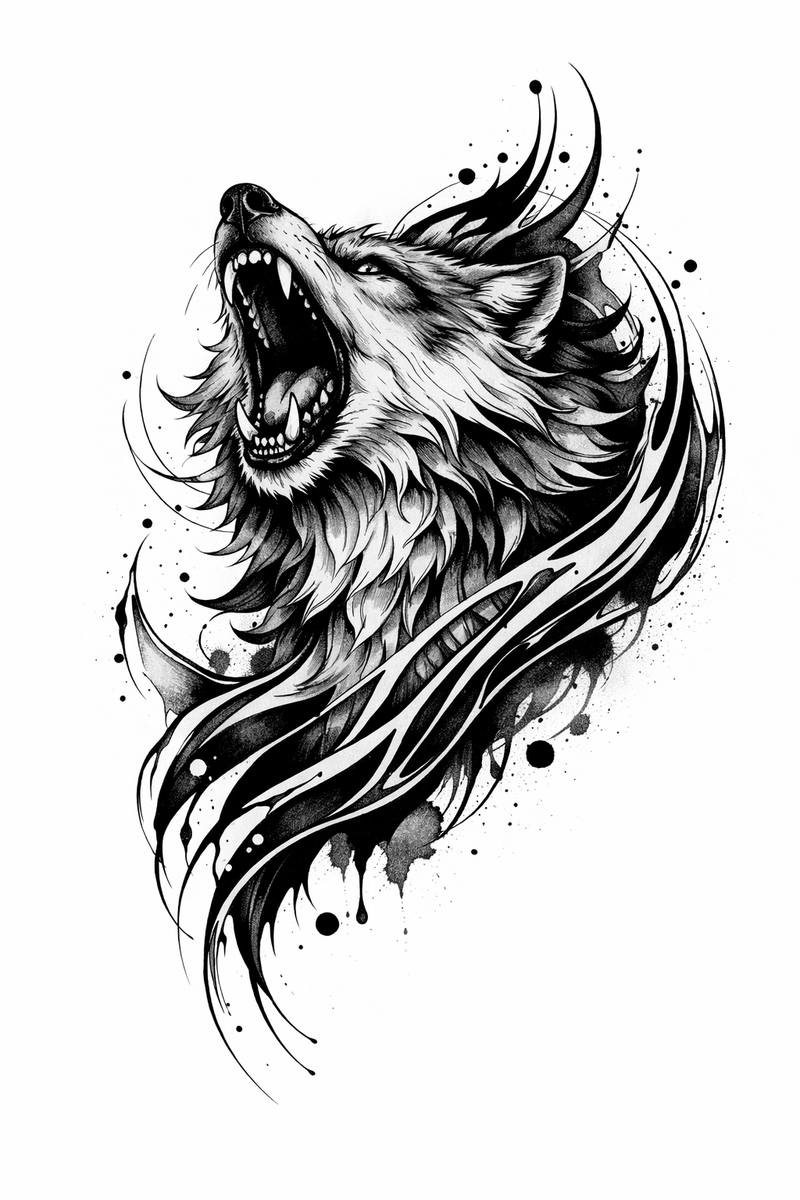 Wütender Wolf im ink Stil 🐺