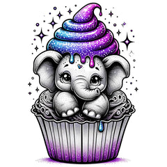 Cupcake Elefant mit Glitzer Effekt