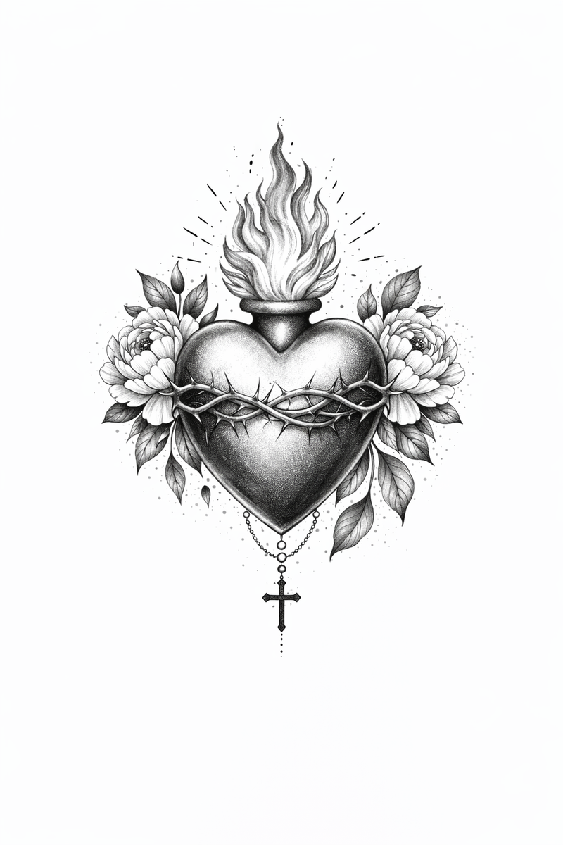Flammendes Herz mit Dornenkrone ❤️‍🔥✝️