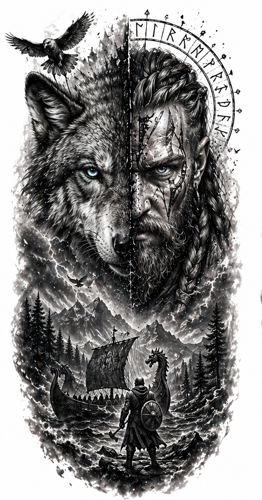 Wolf / Schiff / Runen Design