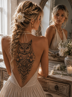 Eule mit Lilien – Auge der Weisheit