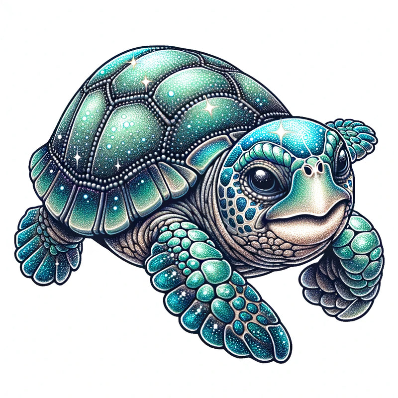 Schildkröte mit Glitzer – langsam, stark & voller Magie.
