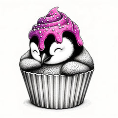 Cupcake Pinguin mit Glitzer Effekt