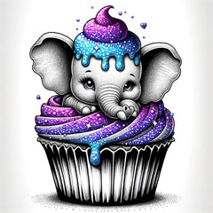 Cupcake Elefant mit Glitzer Effekt