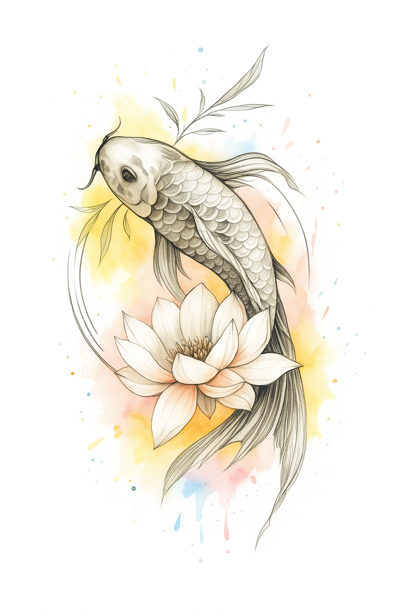 “Rise Through Stillness” – Koi & Lotus in Balance