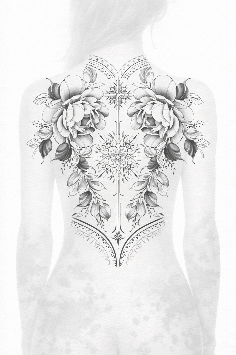 (SPEZIALPREIS) Spine Blossom Symmetry“ – Bedeutung: Balance, Selbstzentrierung & Schönheit als Rückgrat