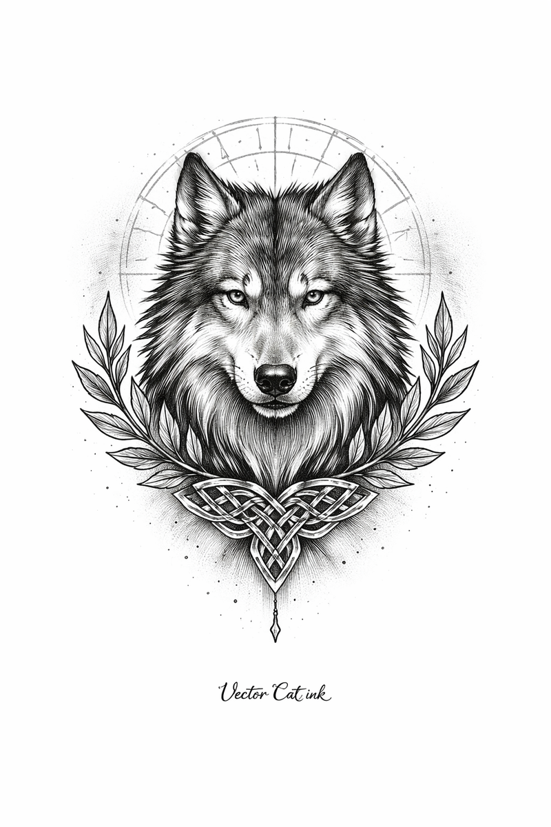 Wolf mit keltischem Knoten 🐺🍃 2 Versionen