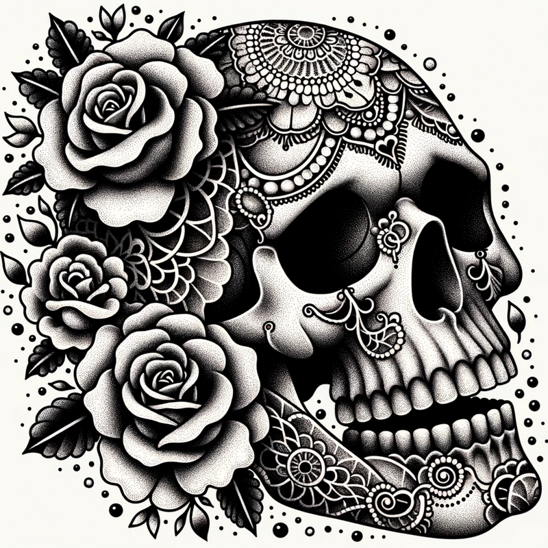 Sugar Skull mit Roten Rosen: Dia de los Muertos und die Feier des Lebens