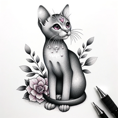 Sanfte Mystik in Pastellpink: Katze