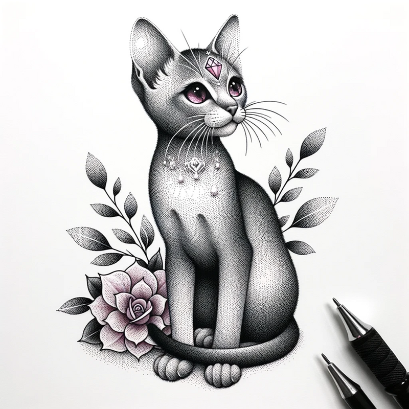 Sanfte Mystik in Pastellpink: Katze