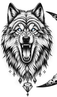 Einzigartiges Wolfsmotiv im Dotwork-Stil