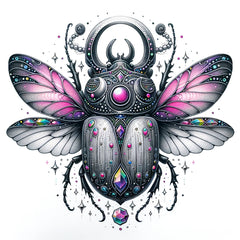 Fantasy Beetle Tattoo: Ein Kaleidoskop der Farben und Diamanten