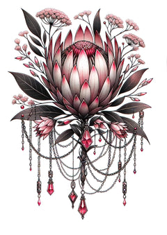 Kleine Tattoos Proteas und  Queen Anne’s Lace Blume